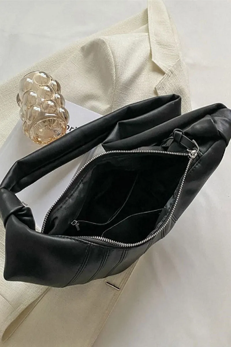 Upper East Side Black Faux Leather Half Moon Bag
