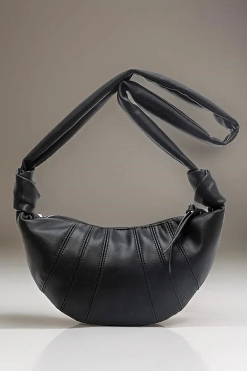Upper East Side Black Faux Leather Half Moon Bag
