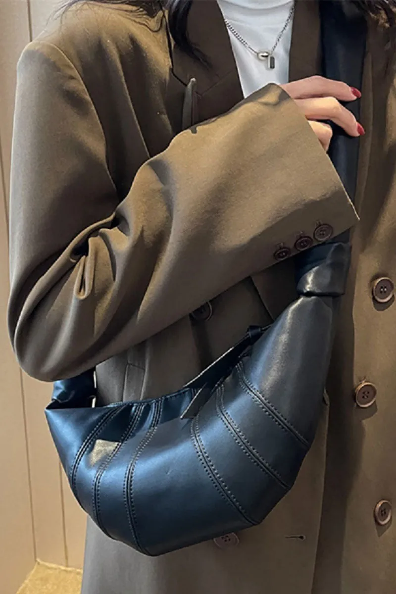 Upper East Side Black Faux Leather Half Moon Bag