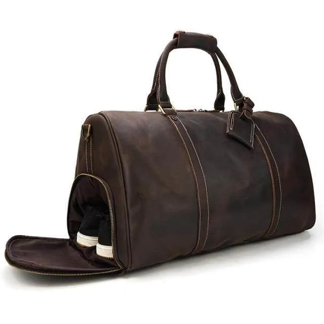 VacationGrabs Leather Duffel - Carryon Luggage Bags for Travel