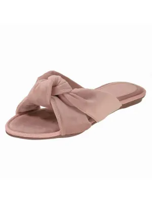 Valentina Chloe-Velvet Knotted Rose Flat Slippers | Rose