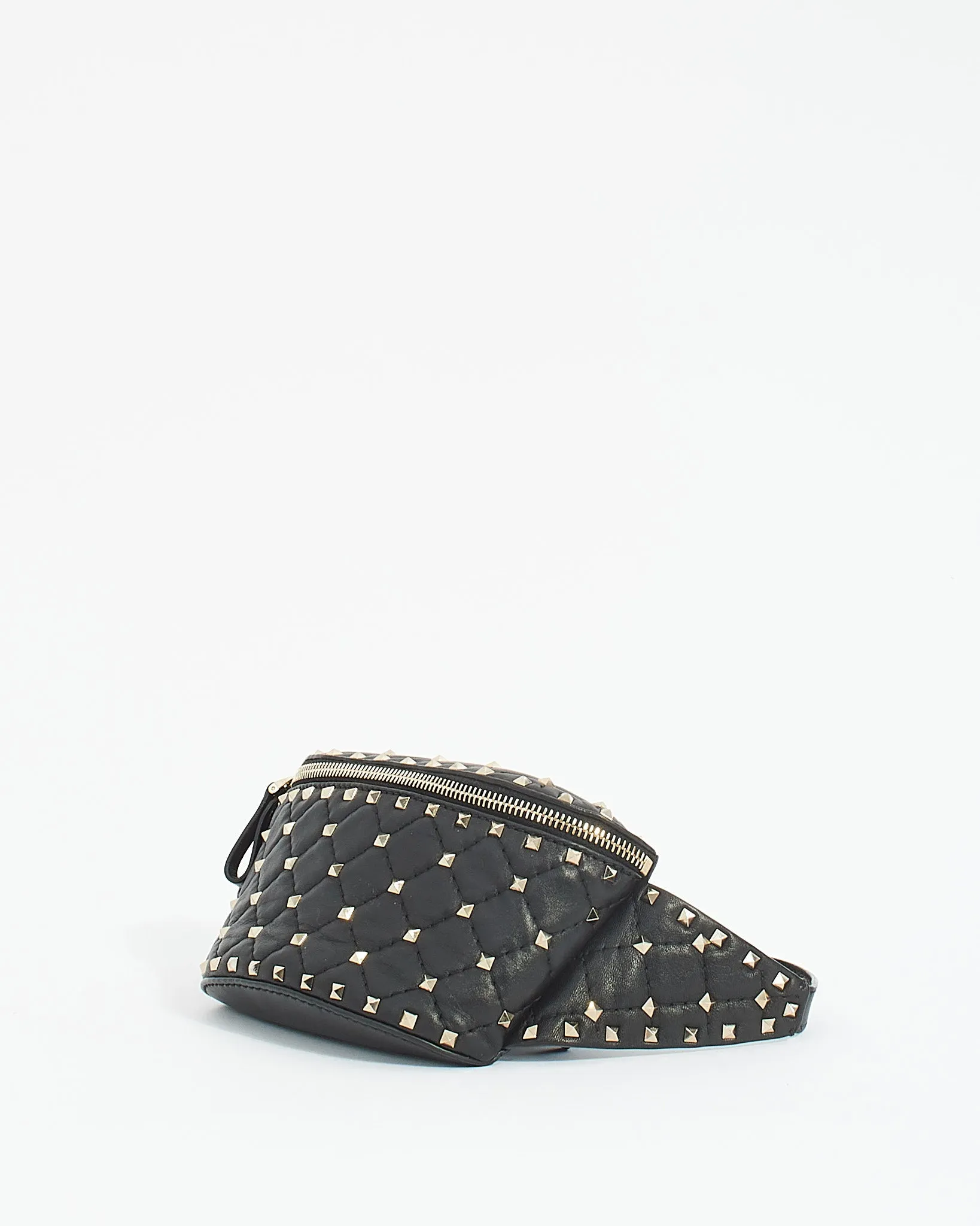 Valentino Black Leather Rockstud Spike Belt bag