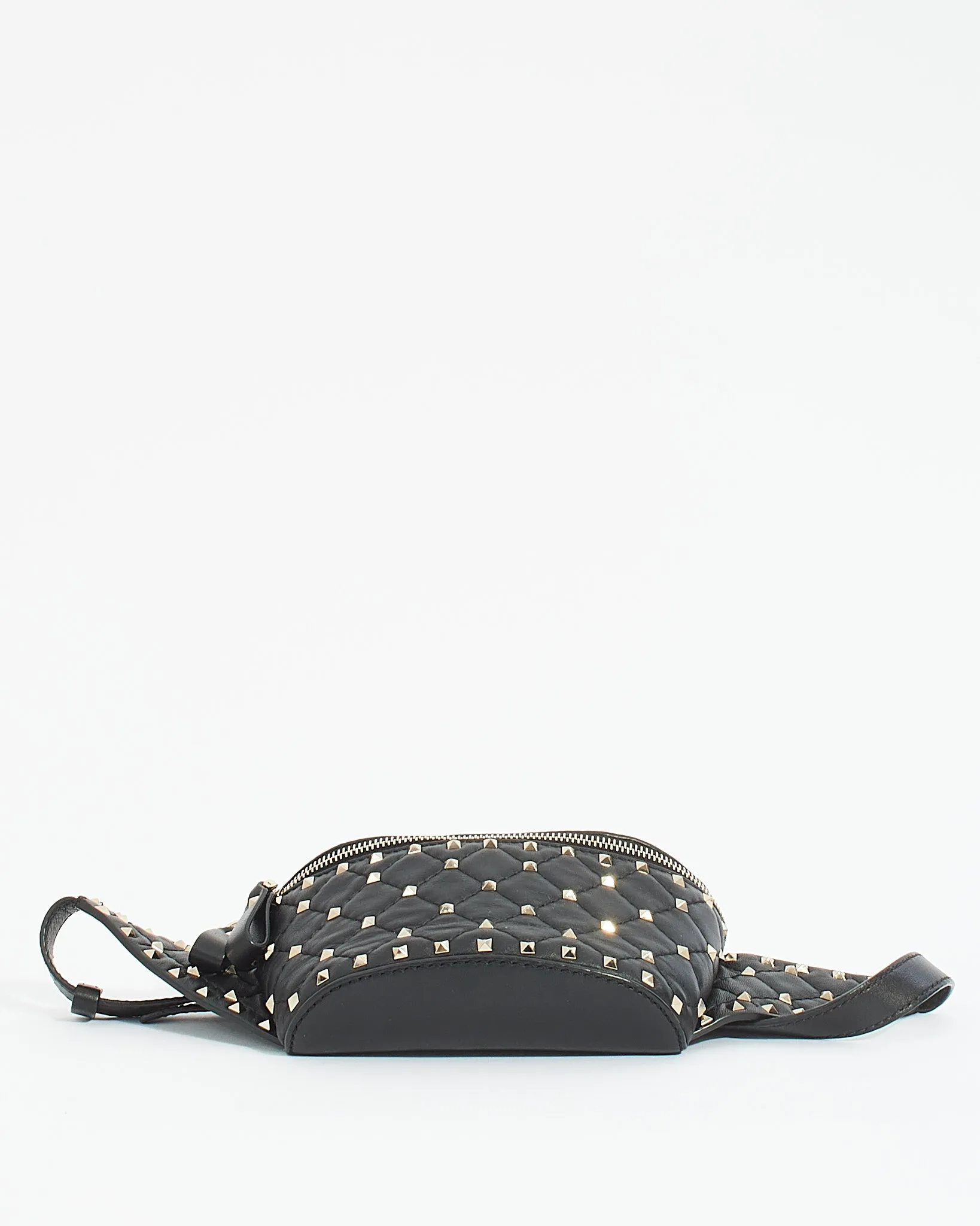Valentino Black Leather Rockstud Spike Belt bag