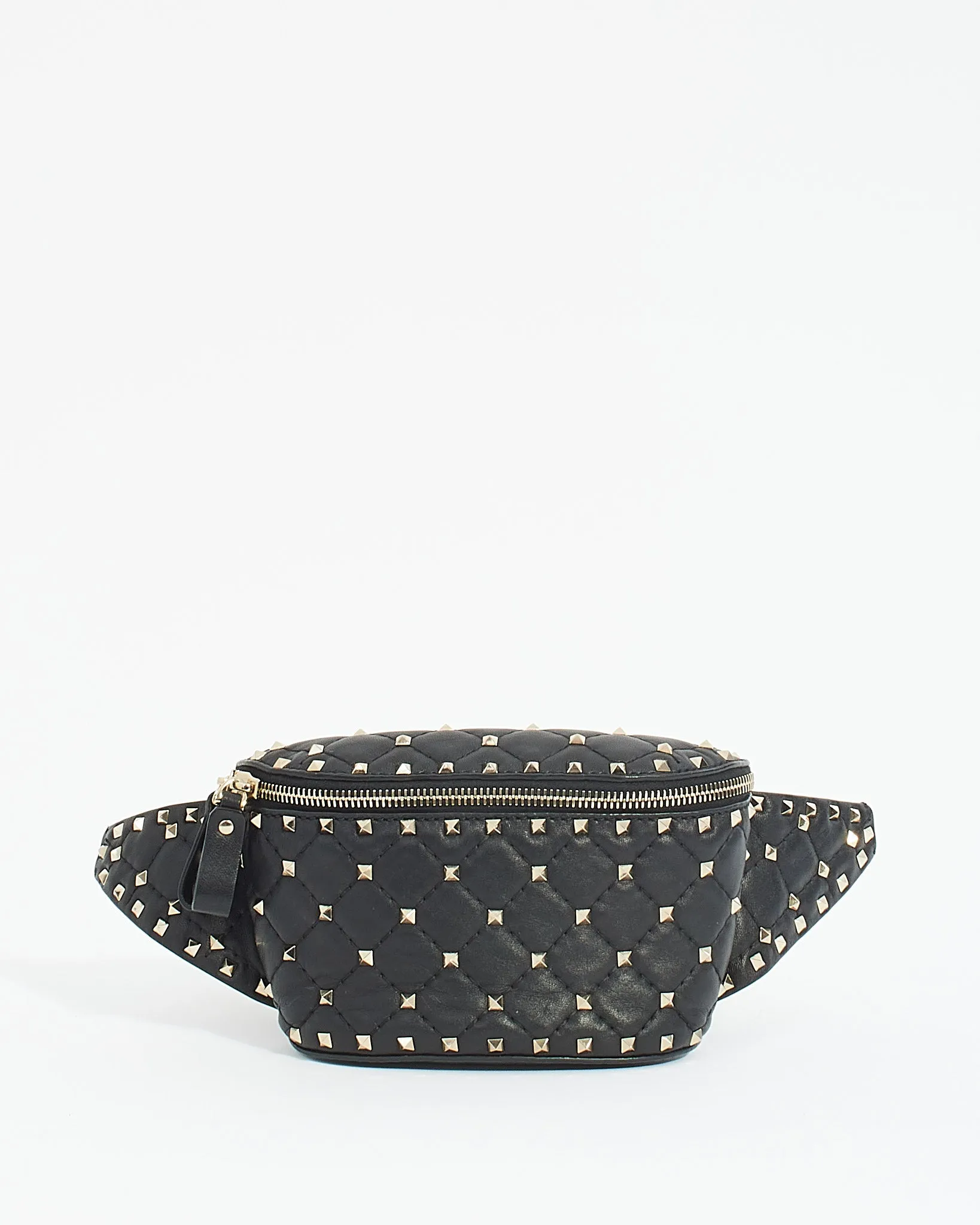 Valentino Black Leather Rockstud Spike Belt bag