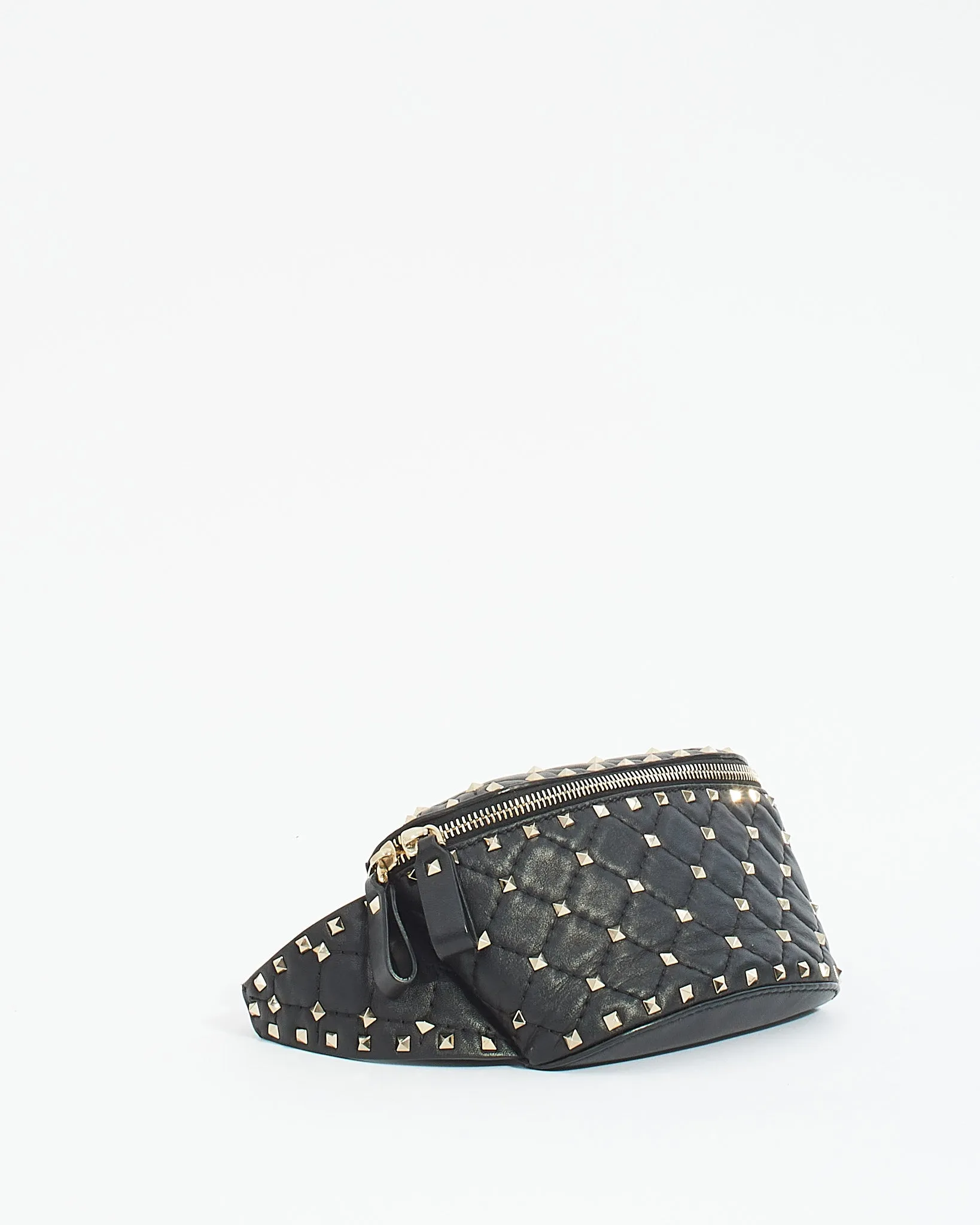 Valentino Black Leather Rockstud Spike Belt bag