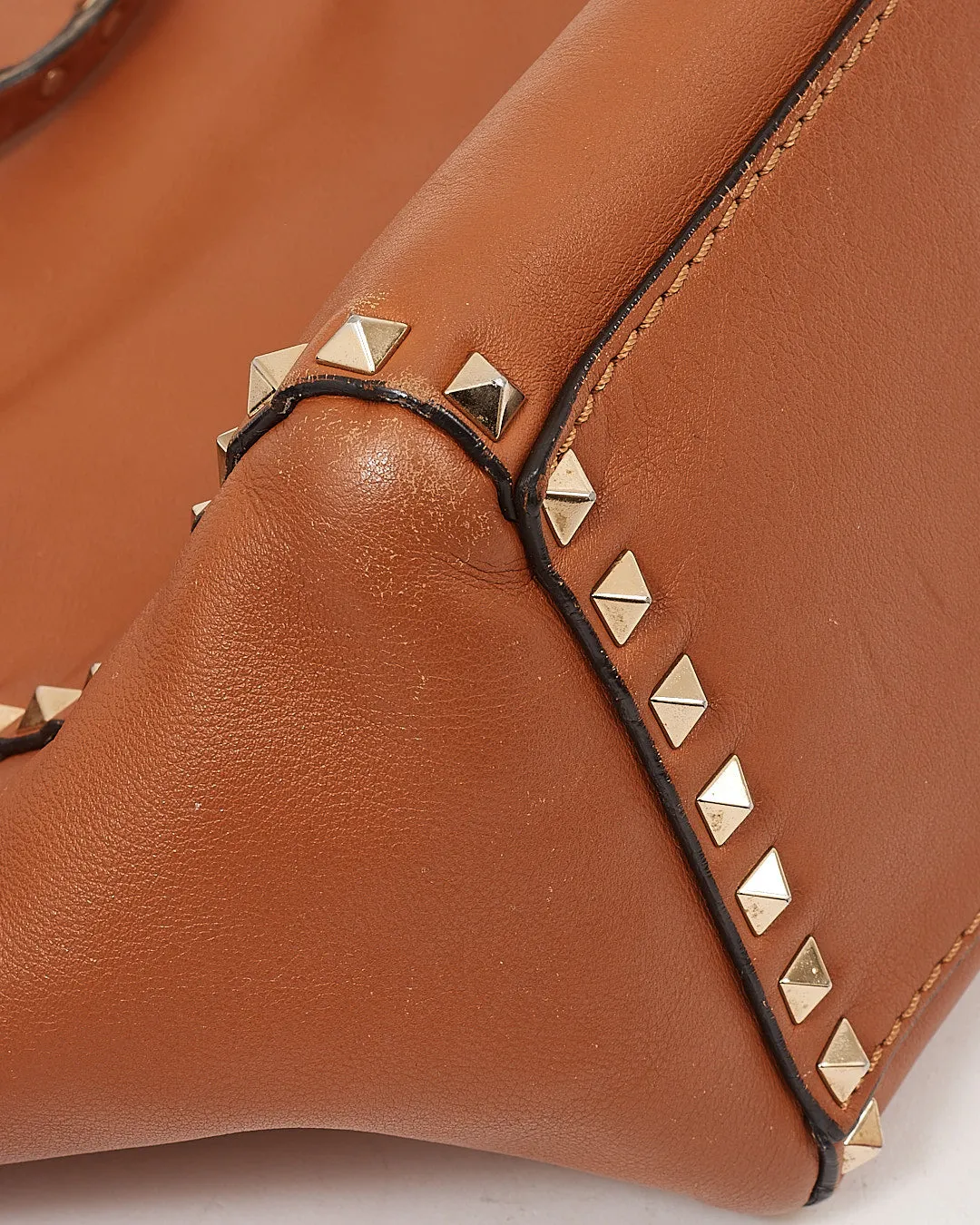 Valentino Tan Leather Rockstud Tote Bag