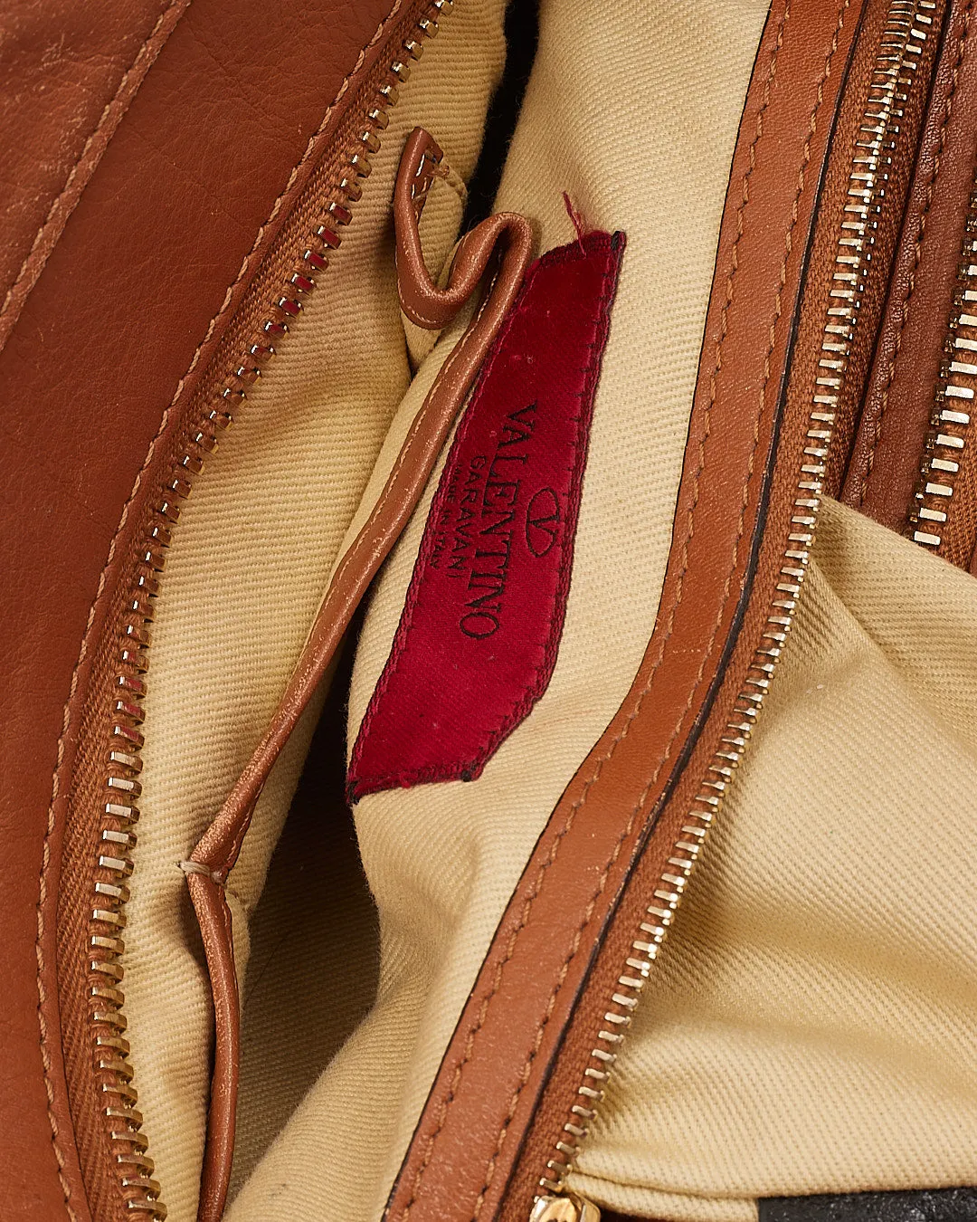 Valentino Tan Leather Rockstud Tote Bag