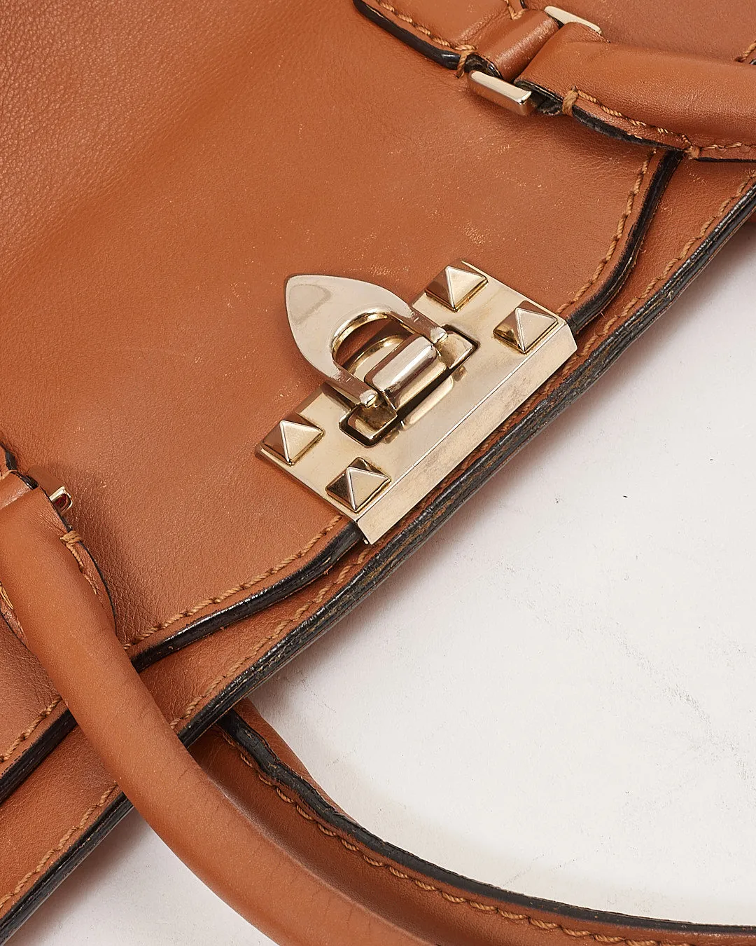 Valentino Tan Leather Rockstud Tote Bag