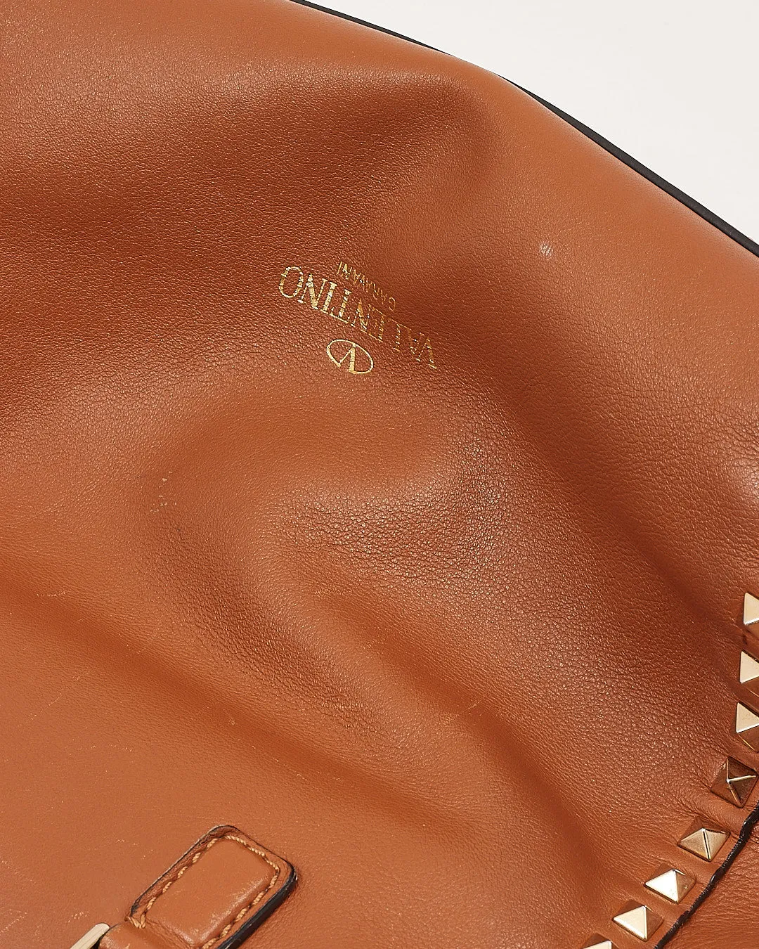 Valentino Tan Leather Rockstud Tote Bag