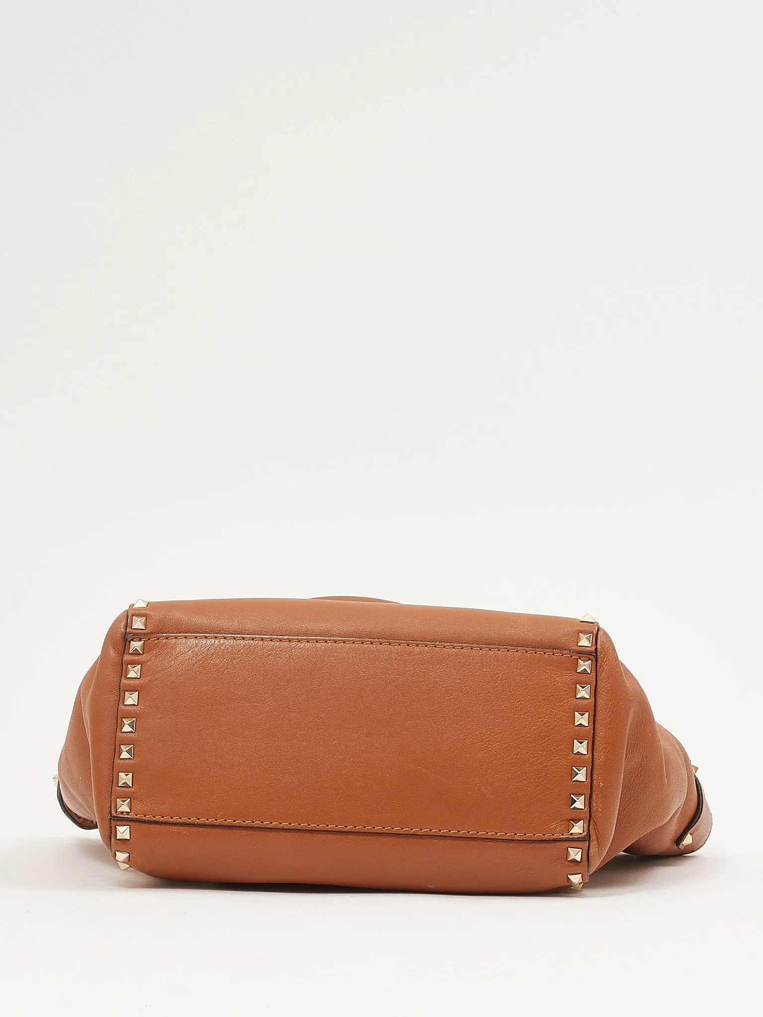 Valentino Tan Leather Rockstud Tote Bag