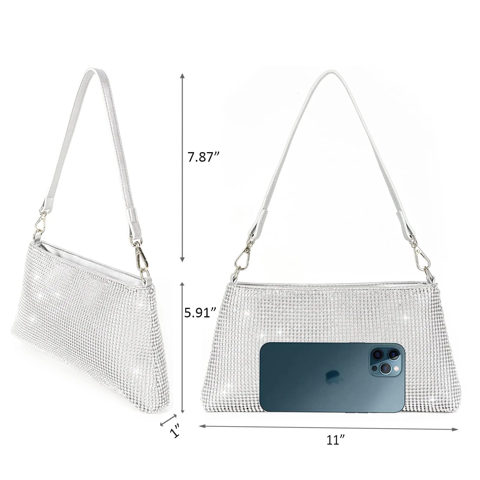 Valleycomfy Rhinestone Evening Clutch Bag for Prom Cocktail Party Wedding