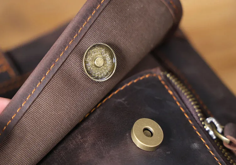 Vintage 17“ Leather Briefcase Full Grain Leather Messenger Bag Men Leather Travel Laptop Bag, Crossbody Bag
