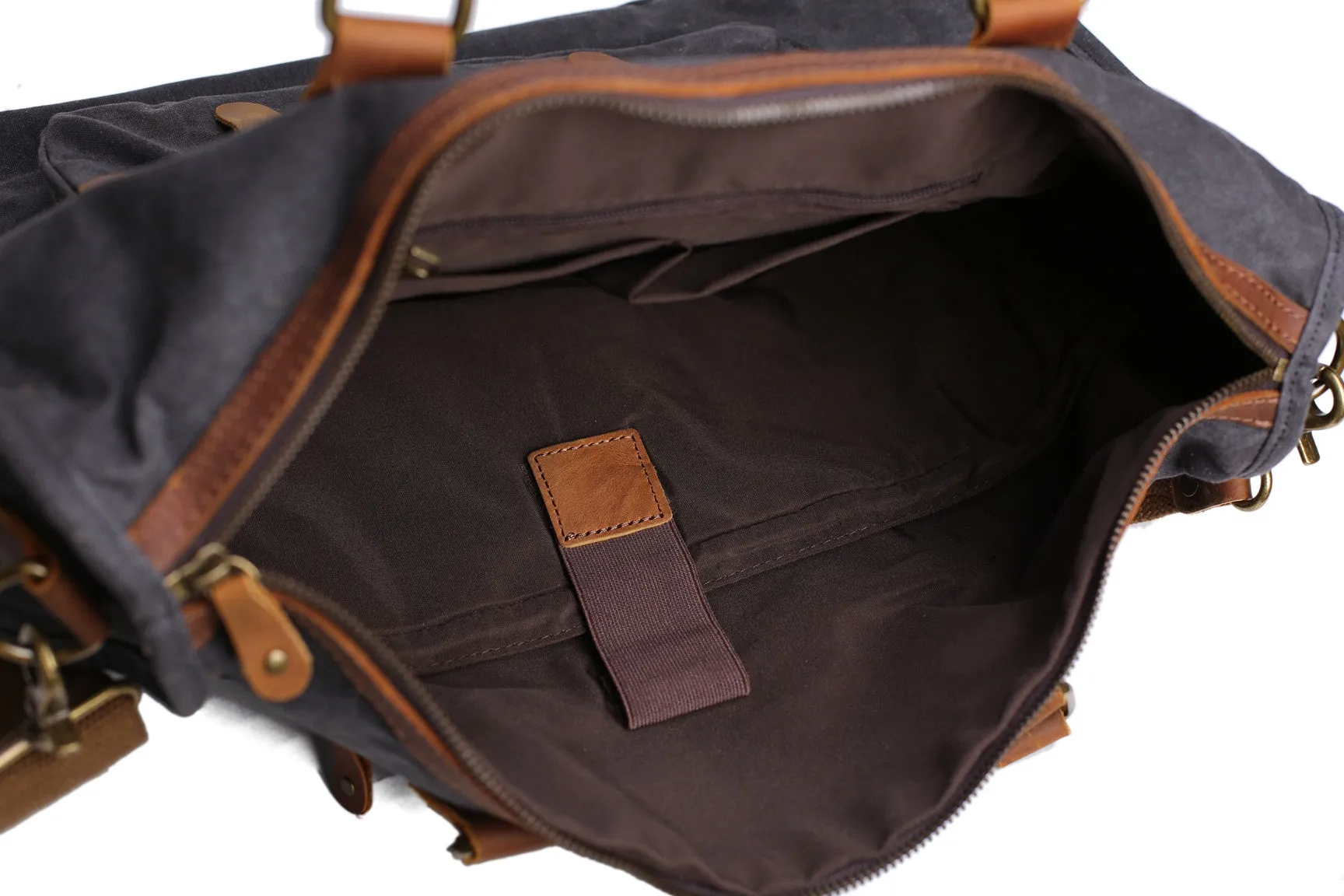 Vintage Canvas Leather Messenger Traveling Briefcase Shoulder Laptop Bag YD2167