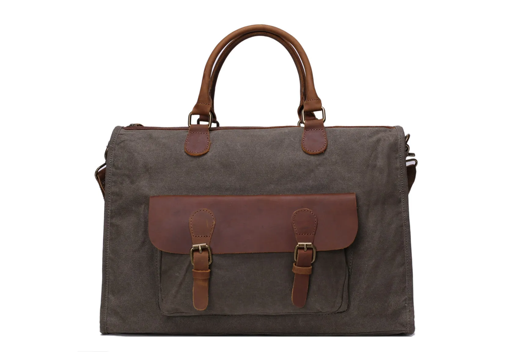 Vintage Canvas Leather Messenger Traveling Briefcase Shoulder Laptop Bag YD2167