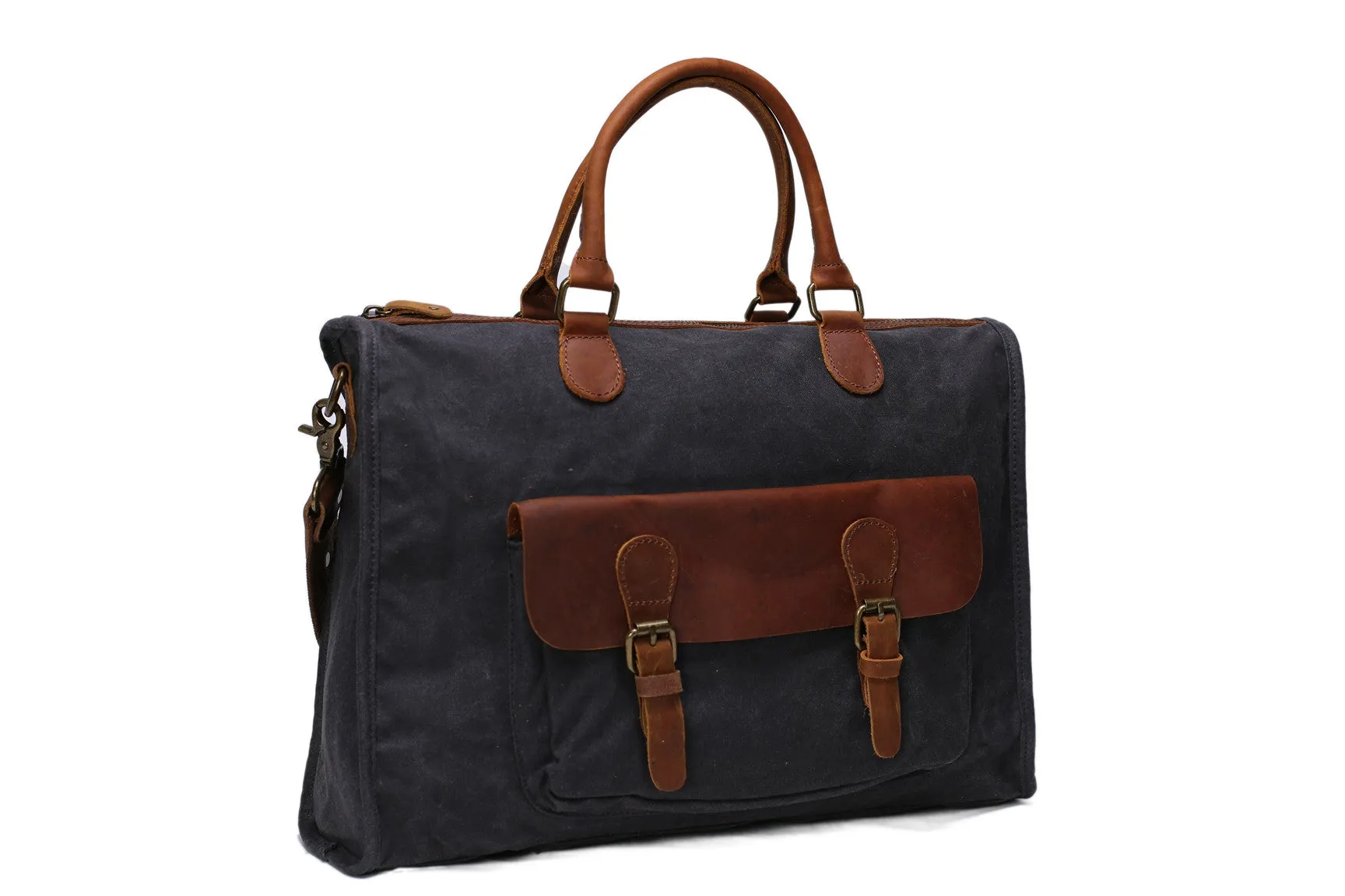 Vintage Canvas Leather Messenger Traveling Briefcase Shoulder Laptop Bag YD2167