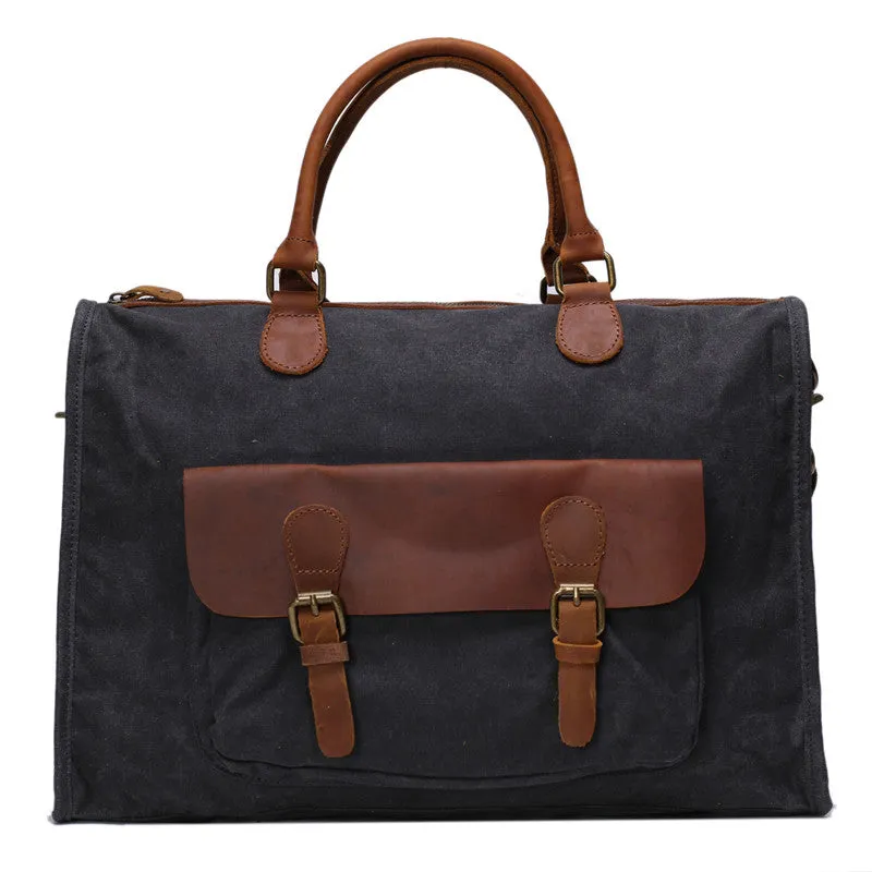 Vintage Canvas Leather Messenger Traveling Briefcase Shoulder Laptop Bag YD2167