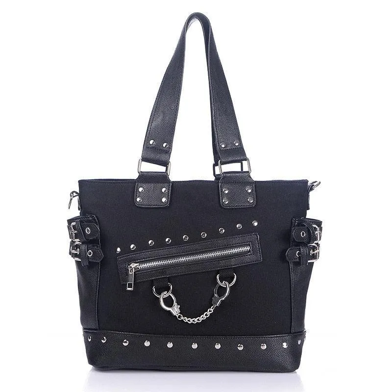 Vintage Canvas Tote Rivet Gothic Punk Handbag