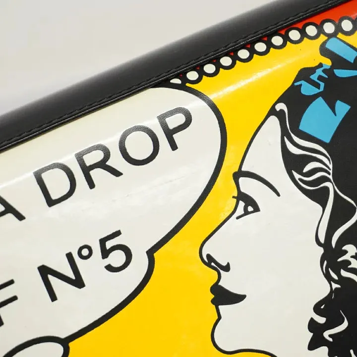 Vintage CHANEL patent enamel clutch bag, wristlet in mademoiselle portrait, Just a drop of Number 5, in black, yellow, and red.  050907rk1