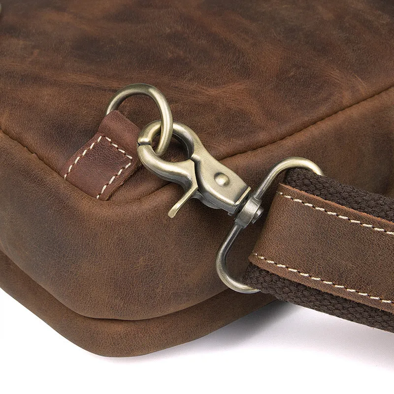 Vintage Crazy Horse Leather Fanny Pack, Chest Pack, Full Grain Leather Sling Bag, Leather Shoulder Bag