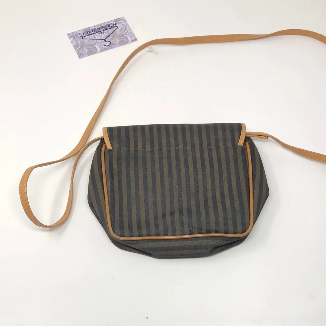 Vintage: Fendi Pequin Stripe Small Flap Crossbody Bag