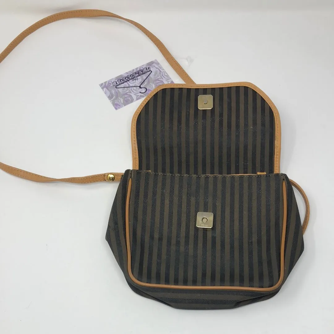 Vintage: Fendi Pequin Stripe Small Flap Crossbody Bag