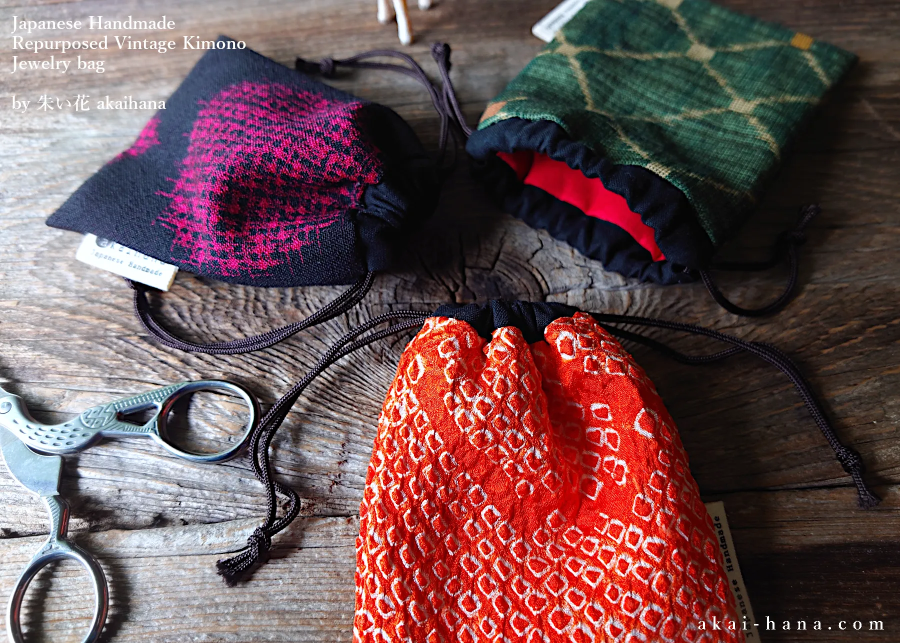 Vintage Kimono Travel Jewelry Bags ⦿kpvk0010-12