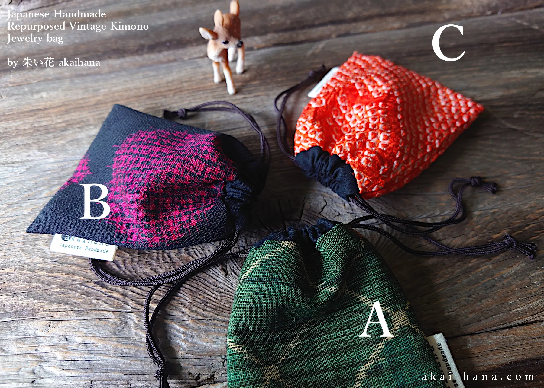 Vintage Kimono Travel Jewelry Bags ⦿kpvk0010-12