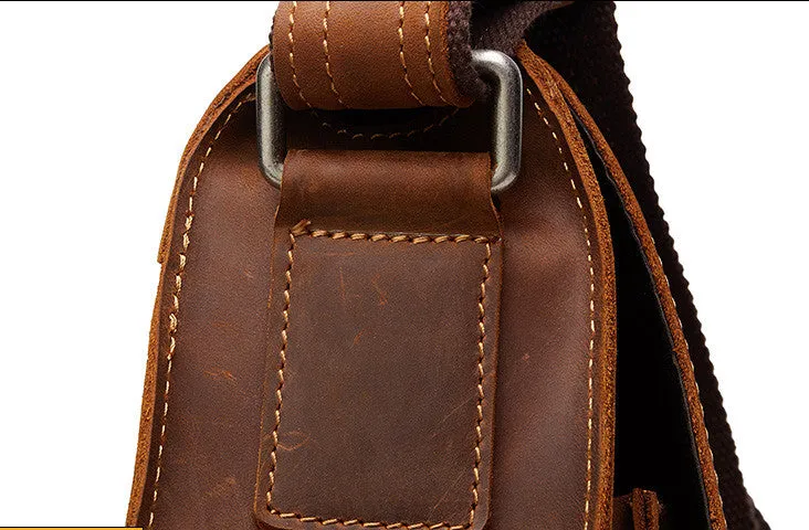 Vintage Leather Bag, Men's Leather Shoulder Bag, Full Grain Business Messenger Bag 6302