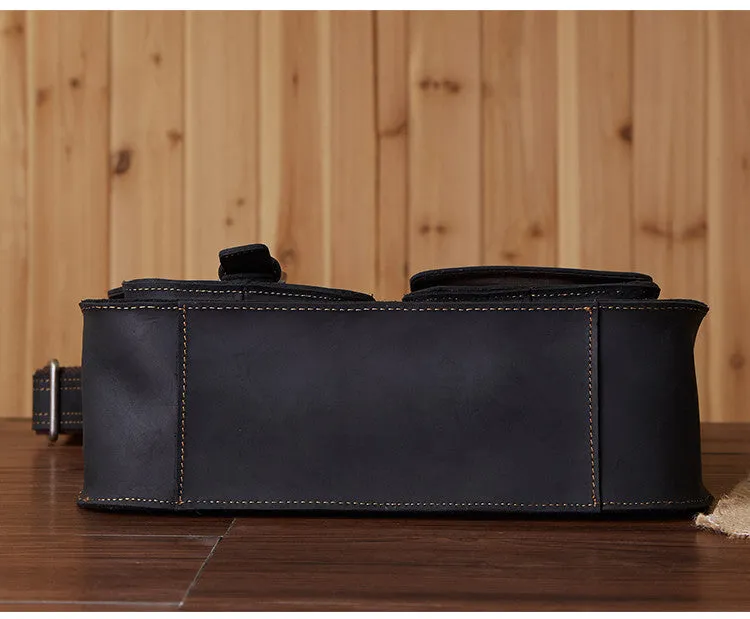 Vintage Leather Bag, Men's Leather Shoulder Bag, Full Grain Business Messenger Bag 6302