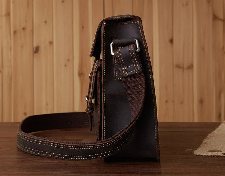 Vintage Leather Bag, Men's Leather Shoulder Bag, Full Grain Business Messenger Bag 6302