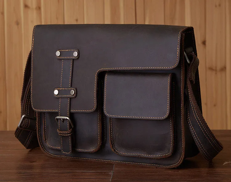Vintage Leather Bag, Men's Leather Shoulder Bag, Full Grain Business Messenger Bag 6302