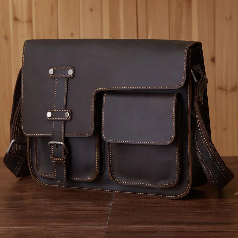 Vintage Leather Bag, Men's Leather Shoulder Bag, Full Grain Business Messenger Bag 6302
