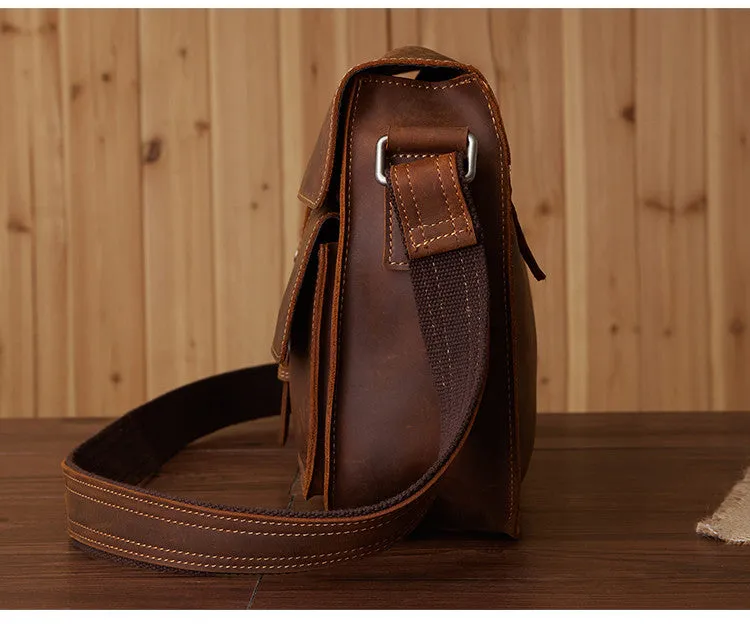 Vintage Leather Bag, Men's Leather Shoulder Bag, Full Grain Business Messenger Bag 6302