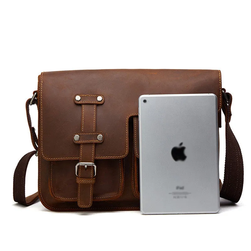 Vintage Leather Bag, Men's Leather Shoulder Bag, Full Grain Business Messenger Bag 6302