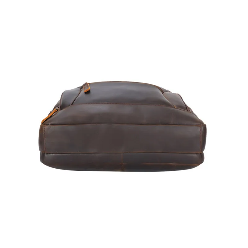 Vintage Leather Briefcase 15.6" Laptop Bag Full Grain Leather Messenger Bag Travel Shoulder Bag Crossbody Bag