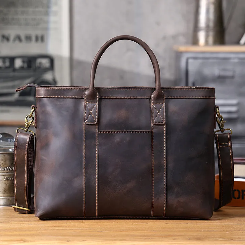 Vintage Leather Briefcase Full Grain Leather Messenger Bag Men Leather Shoulder Bag Leather Laptop Bag Business Handbag