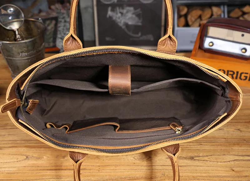Vintage Leather Briefcase Full Grain Leather Messenger Bag Men Leather Shoulder Bag Leather Laptop Bag Business Handbag