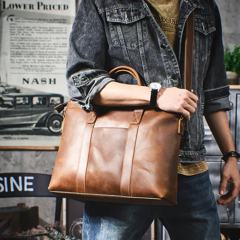 Vintage Leather Briefcase Full Grain Leather Messenger Bag Men Leather Shoulder Bag Leather Laptop Bag Business Handbag
