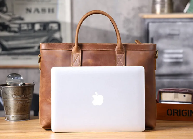 Vintage Leather Briefcase Full Grain Leather Messenger Bag Men Leather Shoulder Bag Leather Laptop Bag Business Handbag