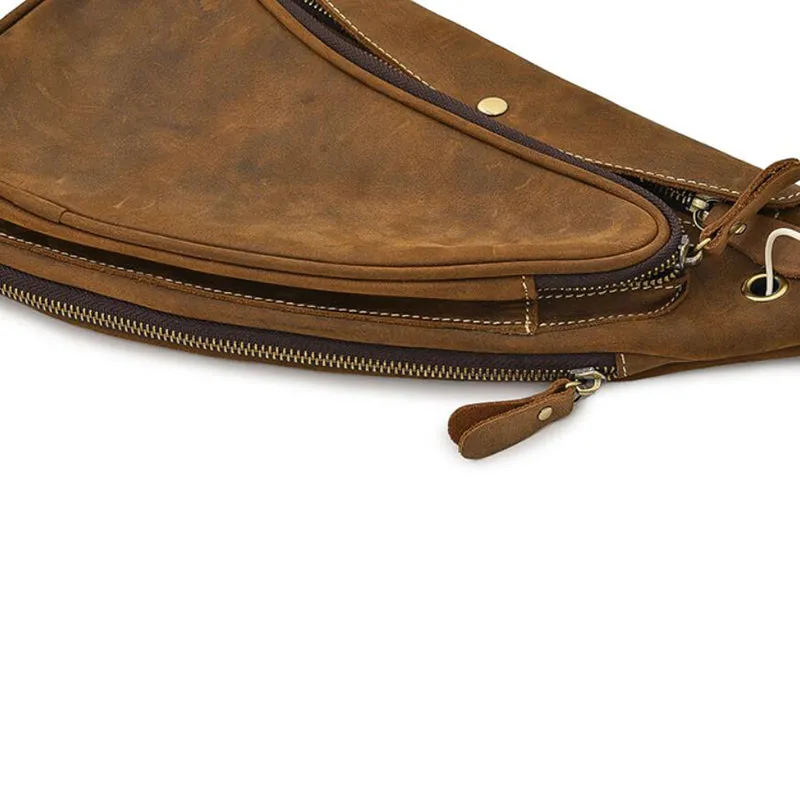Vintage Men Chest Pack Crazy Horse Leather Chest Bag Messenger Bag ESS238