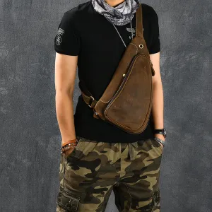 Vintage Men Chest Pack Crazy Horse Leather Chest Bag Messenger Bag ESS238