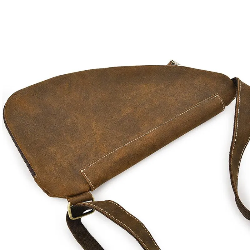 Vintage Men Chest Pack Crazy Horse Leather Chest Bag Messenger Bag ESS238