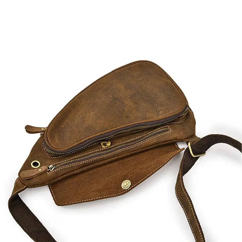 Vintage Men Chest Pack Crazy Horse Leather Chest Bag Messenger Bag ESS238