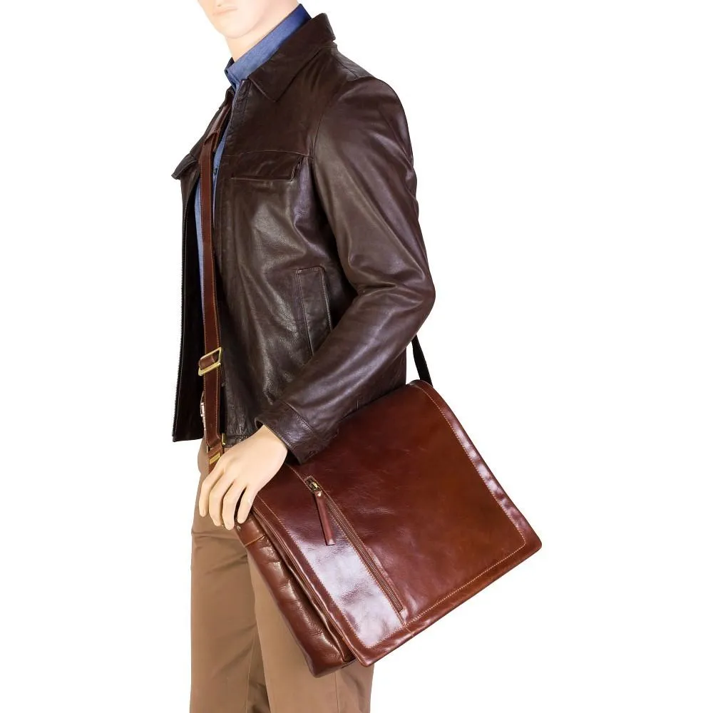 Visconti Enzo 15.6" Leather Laptop Messenger Bag