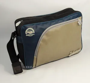 VW T1 Bus Vintage Look Messenger Bag With Tire Tread Edging - Blue/Beige