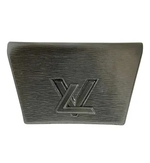 W3. Vintage Louis Vuitton black epi trapezoid mod style clutch bag.  One unique purse from epi line. Unisex and daily use. Trapeze bag. 0407261