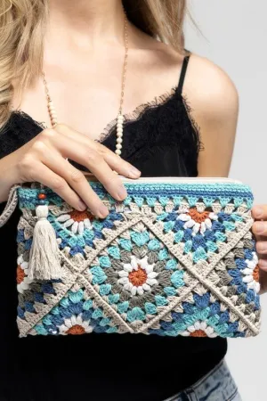 Wanderer Crochet Tile Clutch- Periwinkle