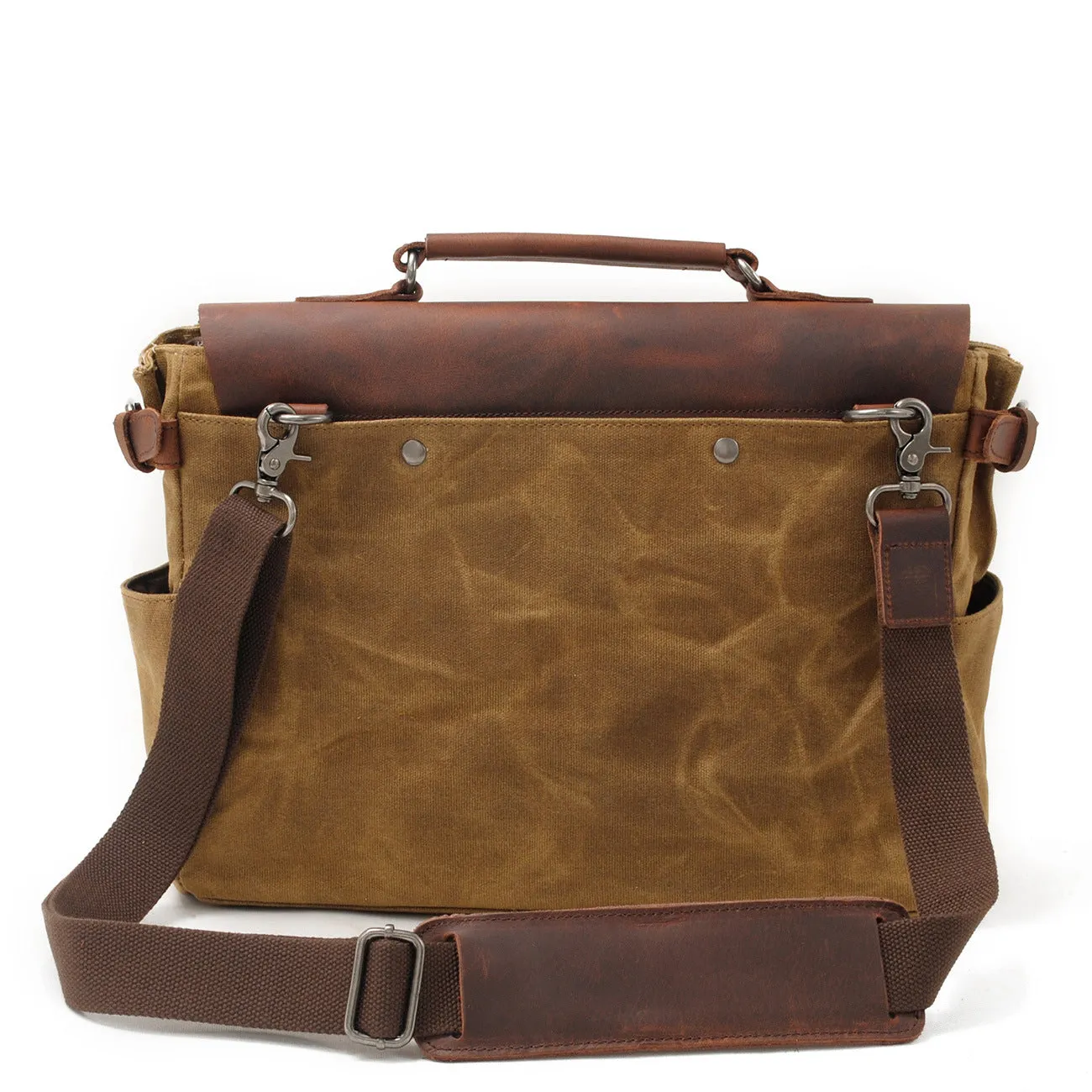Wax Canvas Leather Briefcase Vintage Crazy Horse Messenger Bag Crossbody Shoulder Bag Laptop Handbag