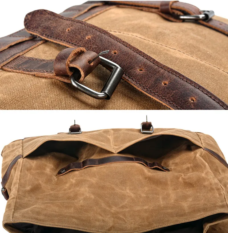 Waxed Canvas Duffel Bag Waterproof Canvas Travel Weekend Bag  Carry on Weekender Overnight Bag For Mens