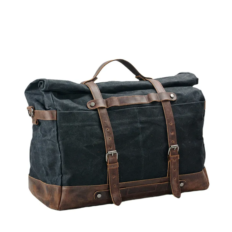 Waxed Canvas Duffel Bag Waterproof Canvas Travel Weekend Bag  Carry on Weekender Overnight Bag For Mens